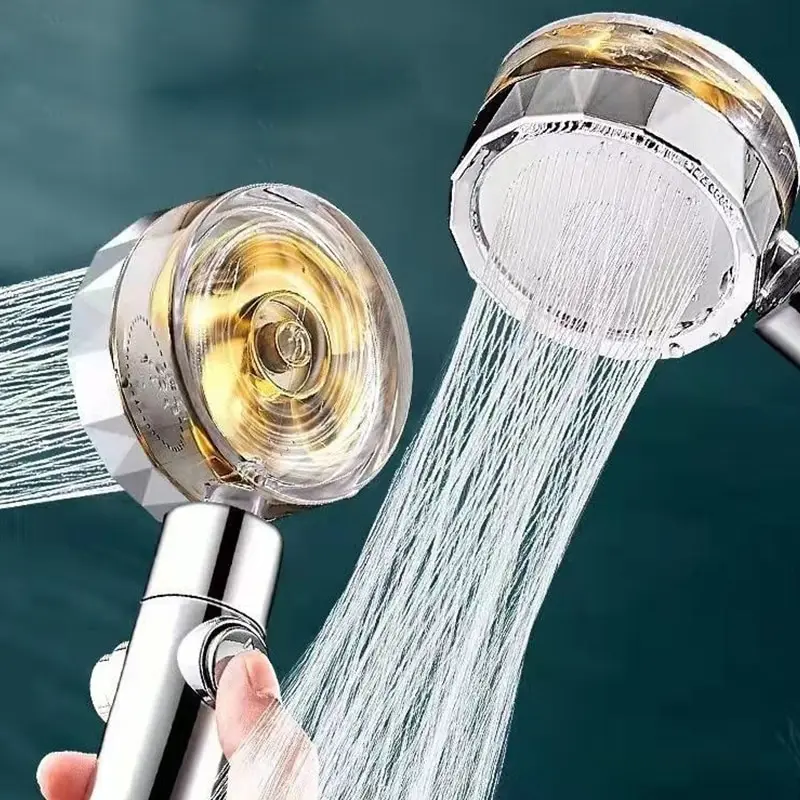 Home Bathroom Fan - 加圧シャワーヘッド,節水,ツインターボ,プロペラファン,360回転,バスルームアクセサリー