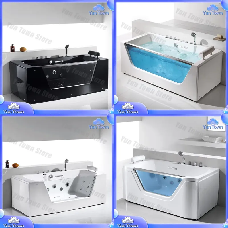 Home Bathroom Remodel - 大型シャワー浴室用バスタブ、屋内スパ、両面スカート付きジェットバス、モダンな家の浴室改装用シャワー付き浴槽