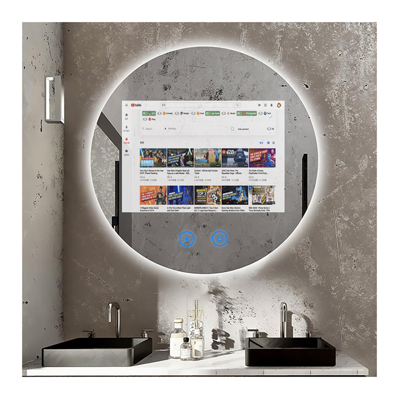 モダンデザインスマートテレビマジックミラー、LEDライト付き - Home Bathroom Lighting Design のレビューと価格