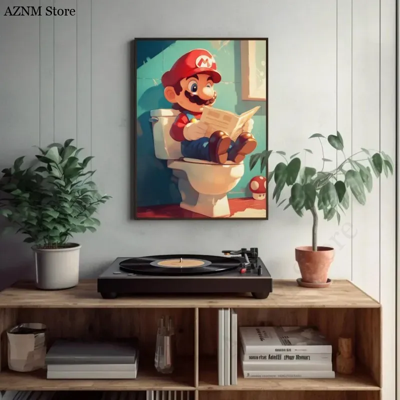 面白いバスルーム漫画ビデオゲームポスターかわいいアニメーショ - Home Bathroom Pictures のレビューと価格