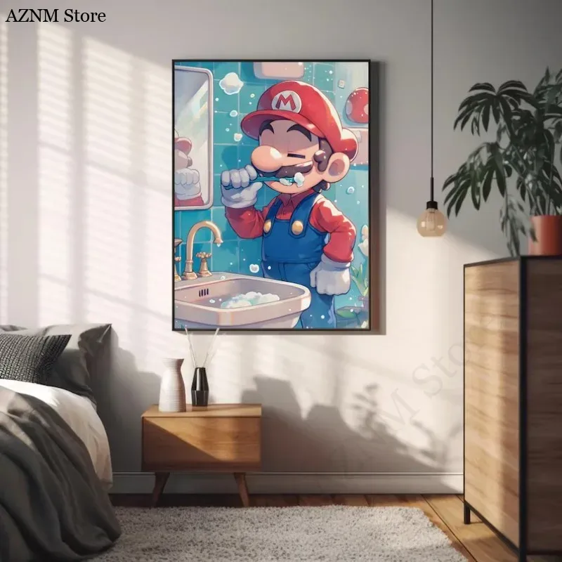 面白いバスルーム漫画ビデオゲームポスターかわいいアニメーショ - Home Bathroom Pictures のレビューと価格
