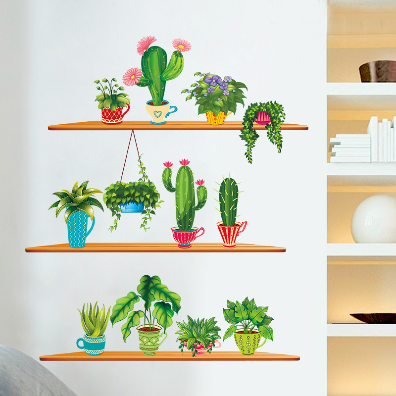 サボテンの植木鉢セット,緑の庭の植物,3dウォールステッカー - Home Bathroom Pictures のレビューと価格