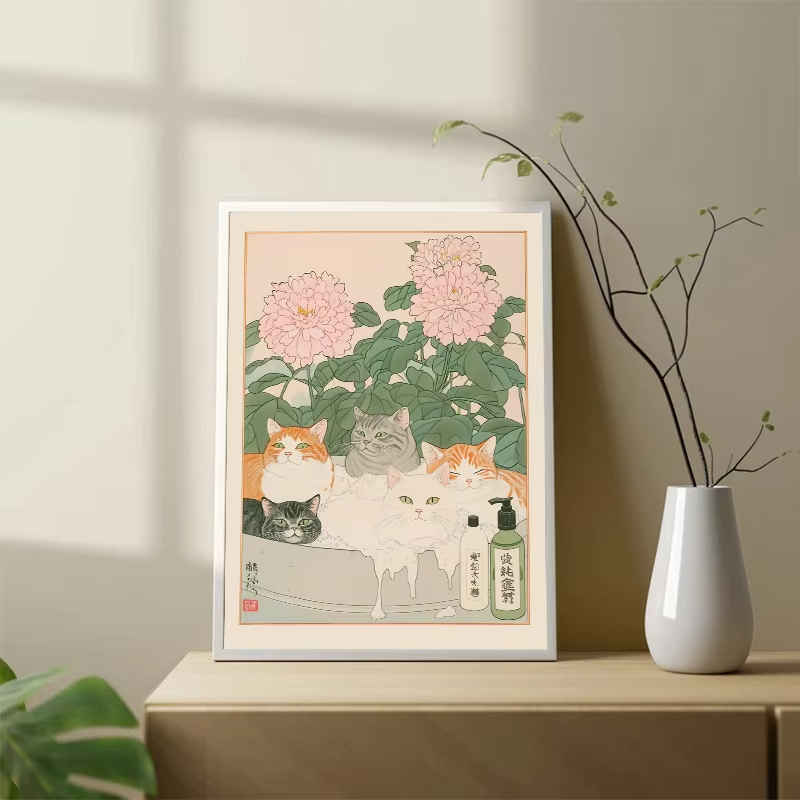 フレームレス猫と浴槽の日本風ヴィンテージクラシックタイガーキ - Home Bathroom Pictures のレビューと価格