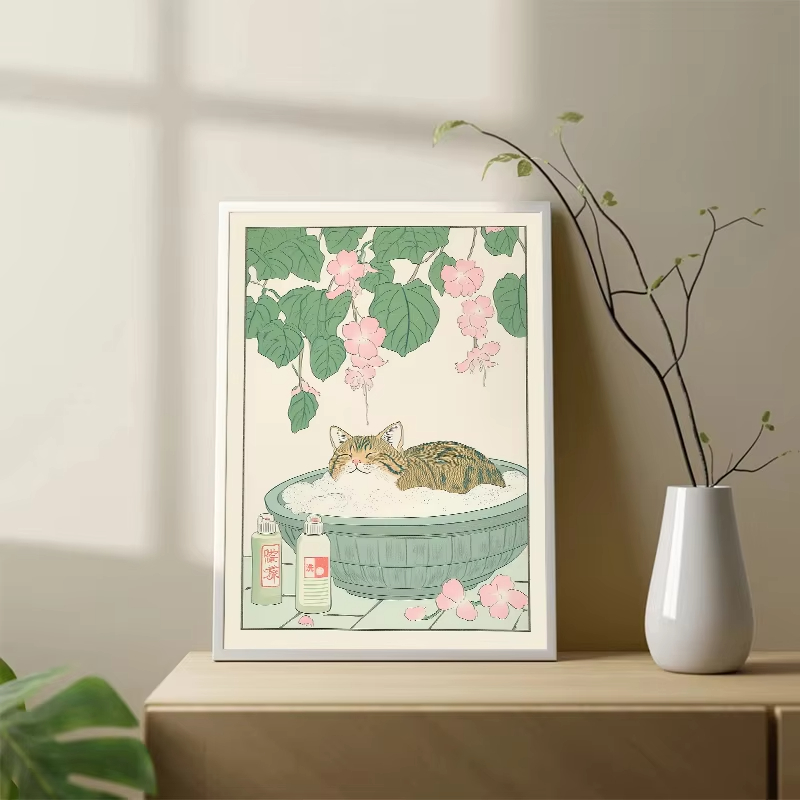 フレームレス猫と浴槽の日本風ヴィンテージクラシックタイガーキ - Home Bathroom Pictures のレビューと価格