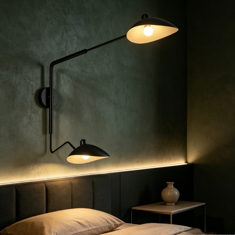 ロングアームレッグモダンブラックLEDウォールランプ角度調整 - Home Bathroom Lighting Design のレビューと価格