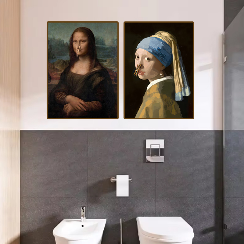 1ピース 面白い抽象的なバスルームトイレの家の装飾、額縁なし - Home Bathroom Pictures のレビューと価格