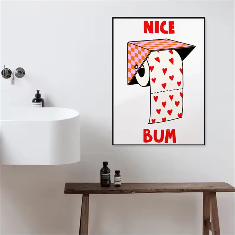ユーモラスなスローガン素敵な尻漫画プリント家族キャンバス絵画 - Home Bathroom Pictures のレビューと価格